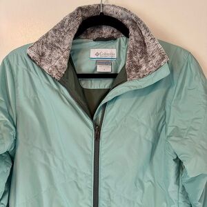 Columbia Blue Aqua Jacket – Size Small – Cozy Lined Collar ❄️